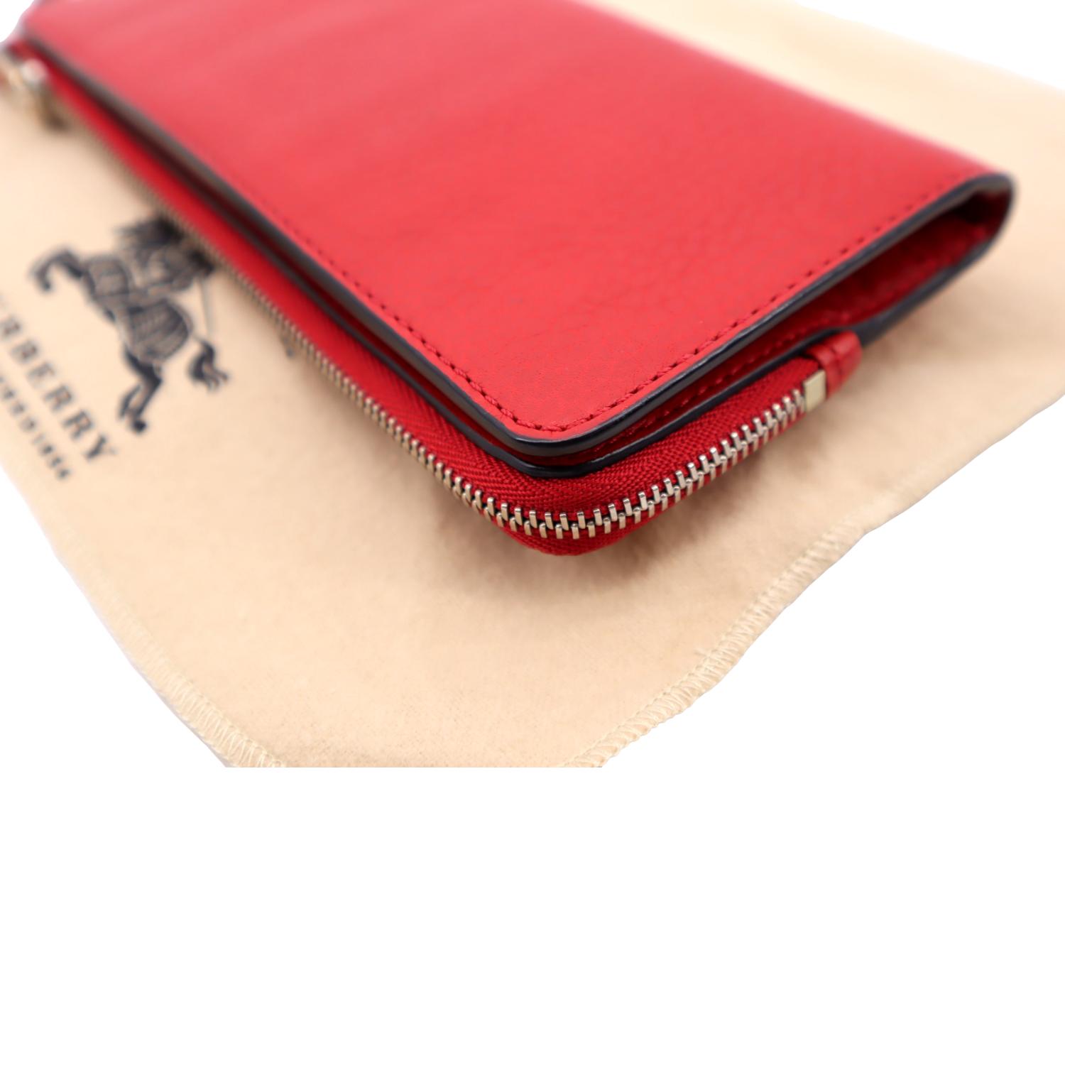 Burberry Red Leather Sidney Trifold Wallet Burberry