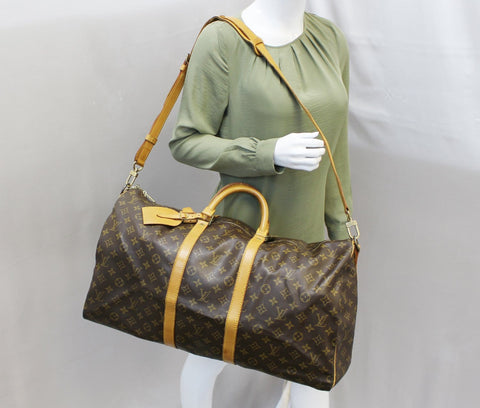 LOUIS VUITTON Monogram Keepall Bandouliere 55 Boston Bag