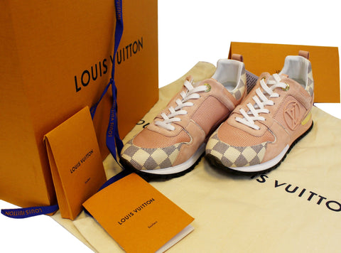 LOUIS VUITTON Run Away Sneakers Damier Azur Suede Size 36/1.2 Pink