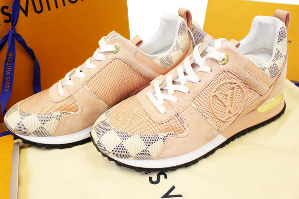 LOUIS VUITTON Run Away Sneakers Damier Azur Suede Size 36/1.2 Pink