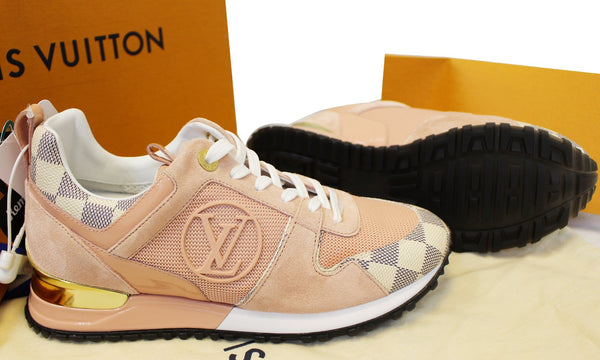 LOUIS VUITTON Run Away Sneakers Damier Azur Suede Size 36/1.2 Pink