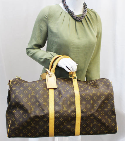 LOUIS VUITTON Monogram Canvas Keepall Bandouliere 55 Travel Bag