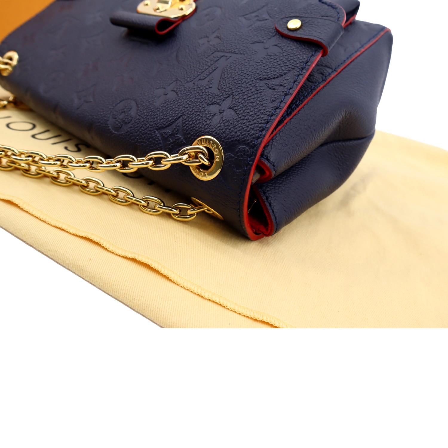 LOUIS VUITTON Vavin PM Monogram Empreinte Leather Shoulder Bag Navy Bl