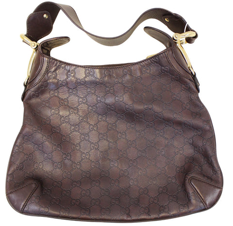 GUCCI Brown Guccissima Leather Horsebit Creole Hobo Bag