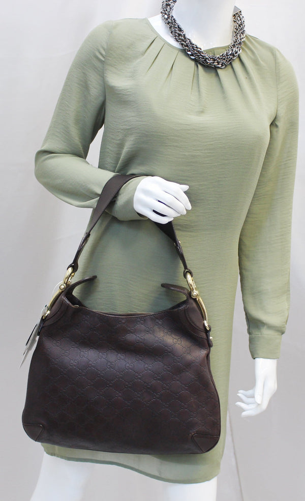 GUCCI Brown Guccissima Leather Horsebit Creole Hobo Bag