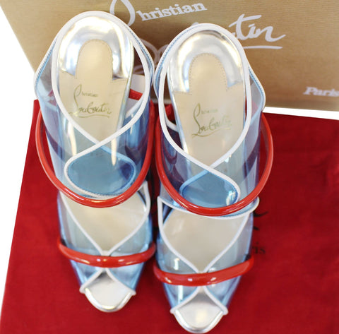 CHRISTIAN LOUBOUTIN Aqua Ronda Blue PVC Heel Size 10.5