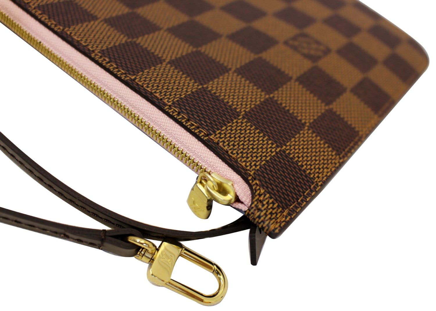 Louis Vuitton Damier Canvas Neverfull Pochette Zippered Clutch Bag