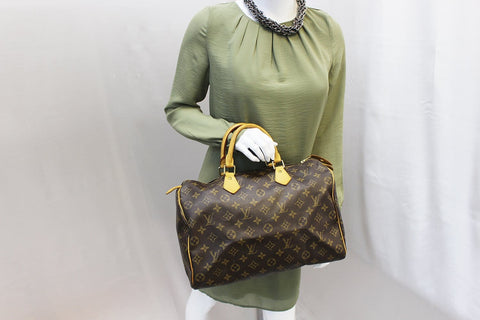 LOUIS VUITTON Monogram Canvas Speedy 35 Satchel Brown Bag