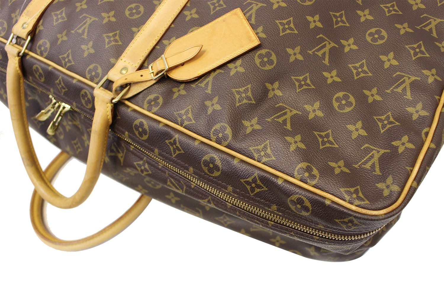 Vintage Designer Louis Vuitton Softside Brown Leather Suitcase Luggafe  Having A Classic Monogram Auction