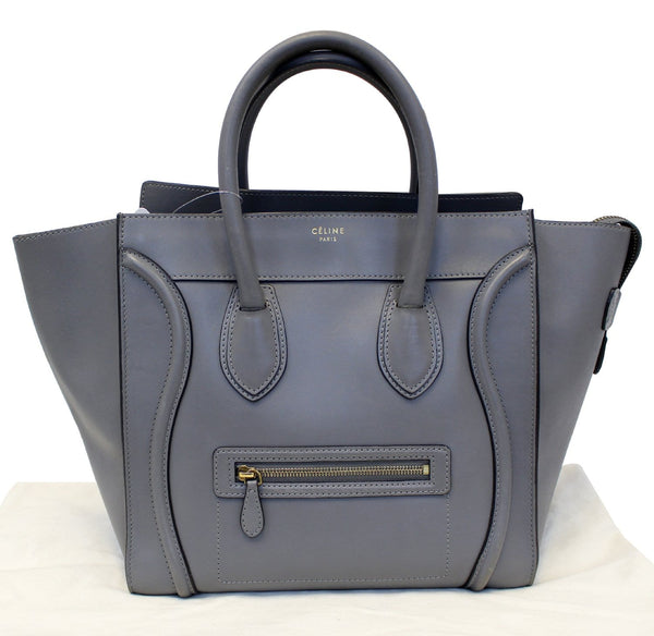 CELINE Grey Calfskin Leather Mini Luggage Tote Bag