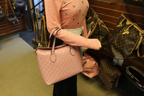 GUCCI Pink Signature Guccissima Leather Top Handle Bag 428226