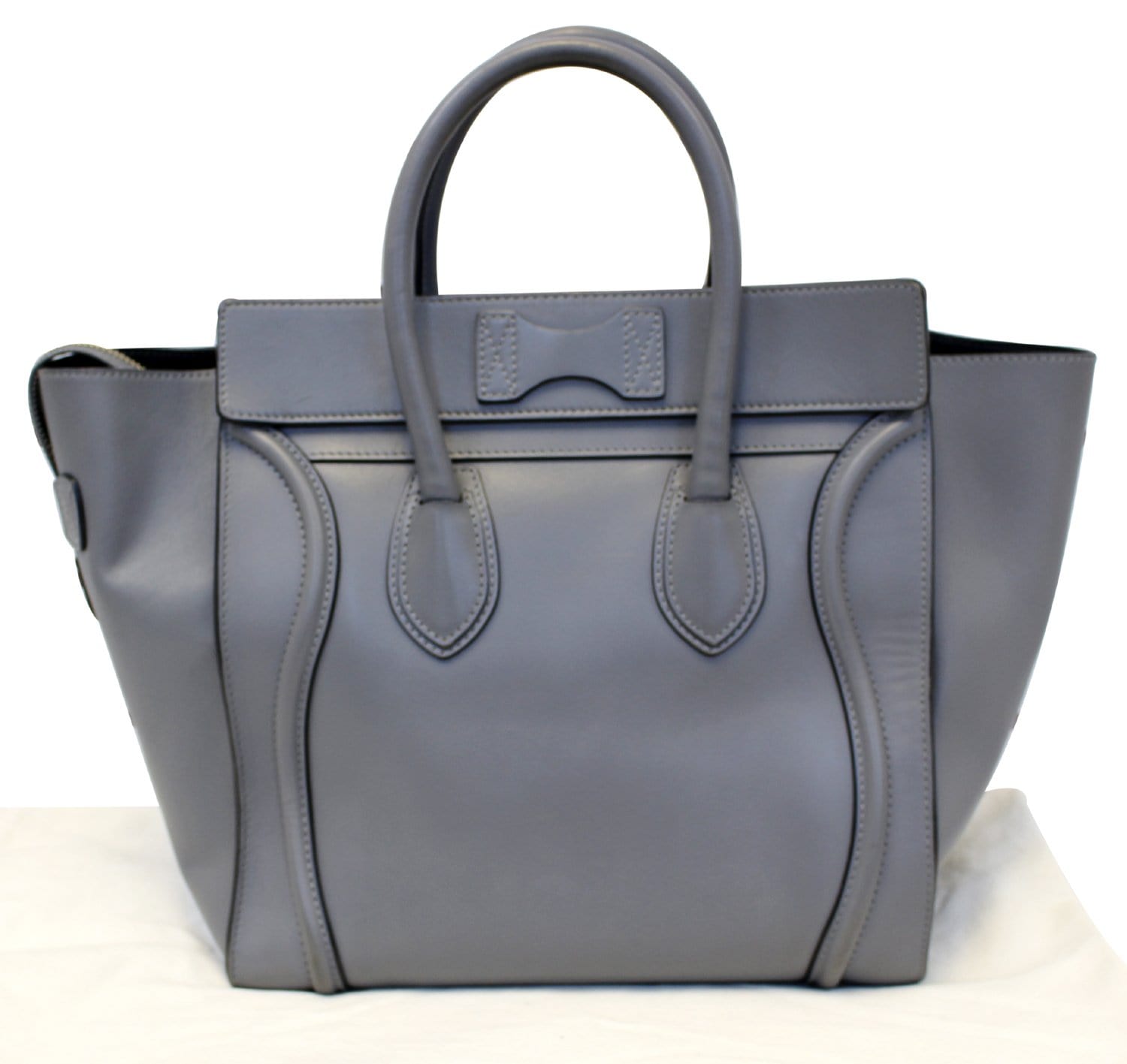 Authentic Celine Brand New Grey Leather Micro Luggage Tote Bag Size Large