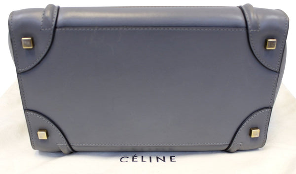 CELINE Grey Calfskin Leather Mini Luggage Tote Bag