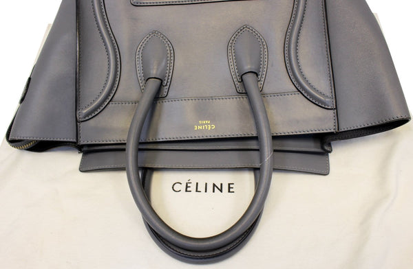 CELINE Grey Calfskin Leather Mini Luggage Tote Bag