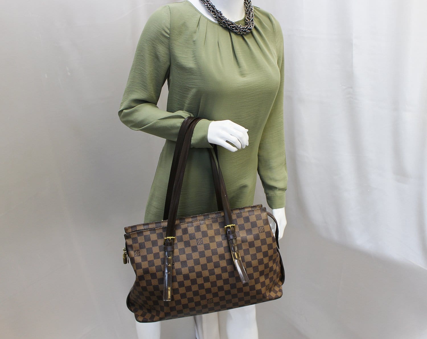 Louis Vuitton Damier Ebene Chelsea Zip Tote Shoulder bag 87lk328s