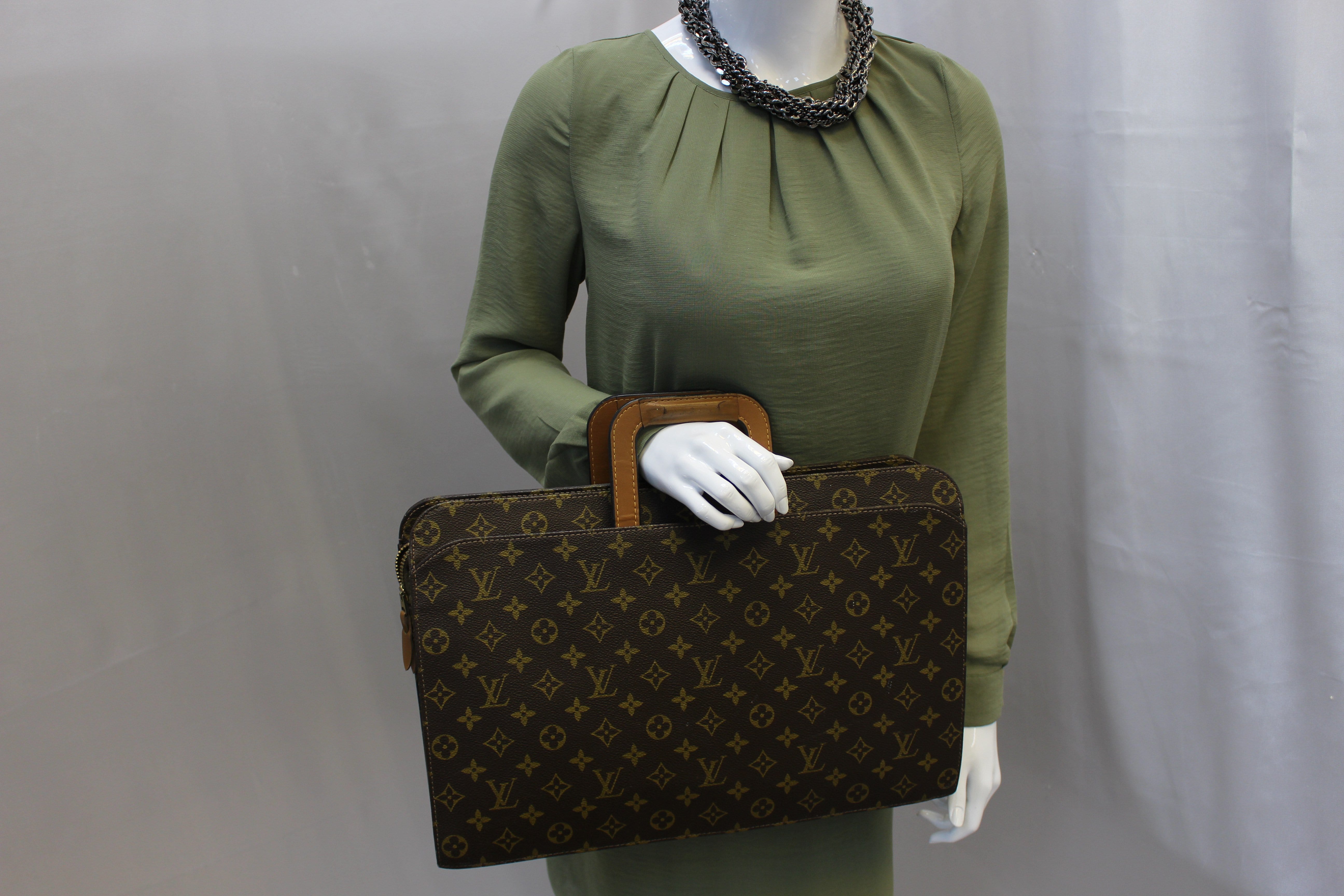 Louis Vuitton Monogram Leather Top Handle Briefcase Brown