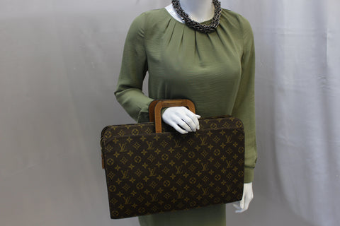 LOUIS VUITTON Monogram Canvas Brown Document Briefcase Bag Vintage