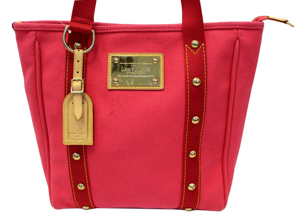 LOUIS VUITTON Pink Toile Canvas Antigua Cabas MM Shoulder Bag - Sale