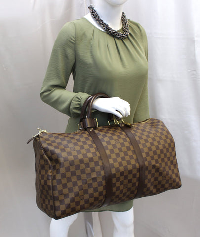 LOUIS VUITTON Damier Ebene Keepall 50 Boston Travel Bag