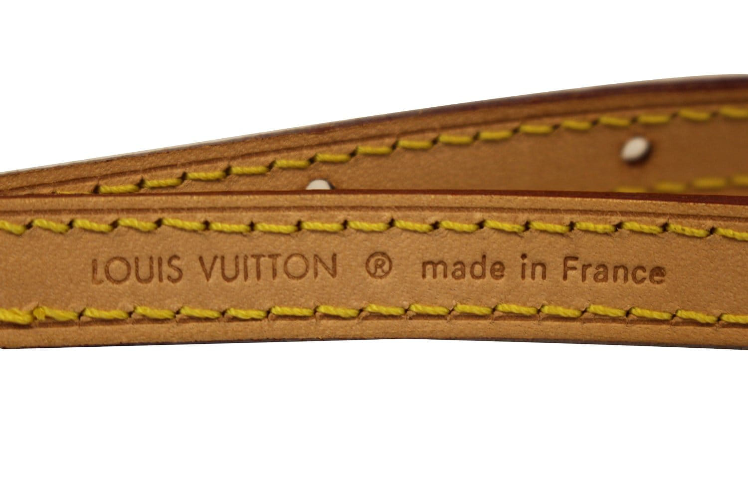 Auth LOUIS VUITTON Cowhide-Leather Strap Shoulder Strap Beige