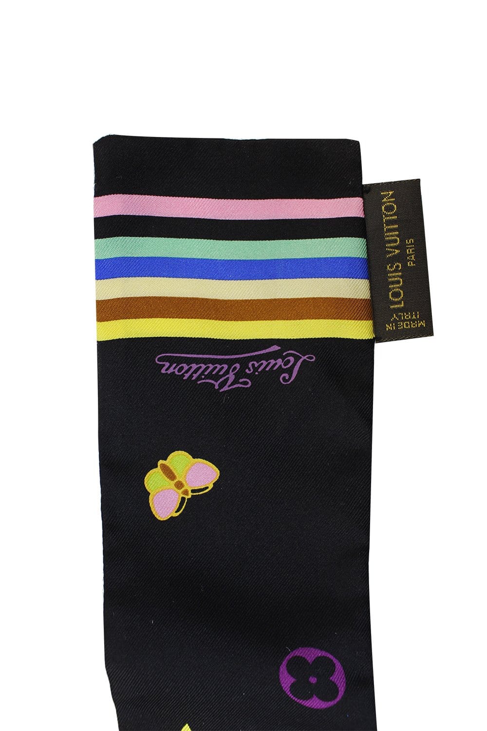 Authenticated used Louis Vuitton Twilly Scarf Muffler Louis Vuitton Multicolor Ribbon Black/Multicolor M71992 Ladies Silk 100%, Adult Unisex, Size