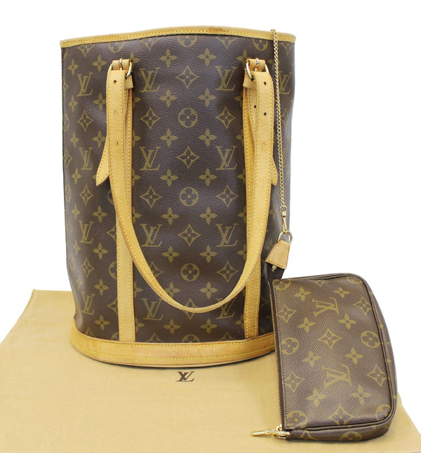 LOUIS VUITTON Monogram Brown Bucket GM Shoulder Bag