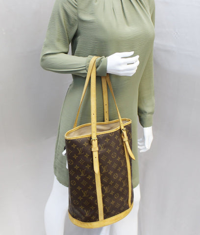 LOUIS VUITTON Monogram Brown Bucket GM Shoulder Bag