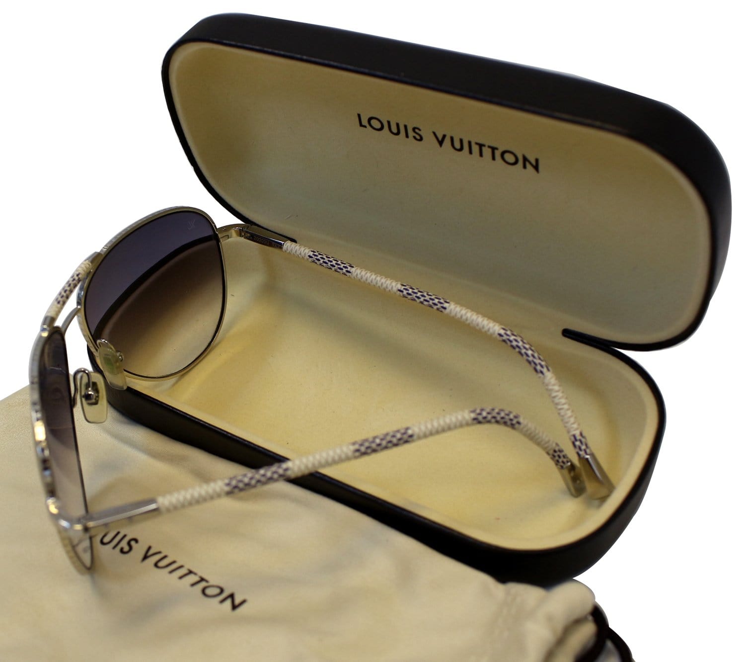 LOUIS VUITTON Z0571U Viola Pilot Sunglasses 62-16 145 Gold Black Metal Women  110