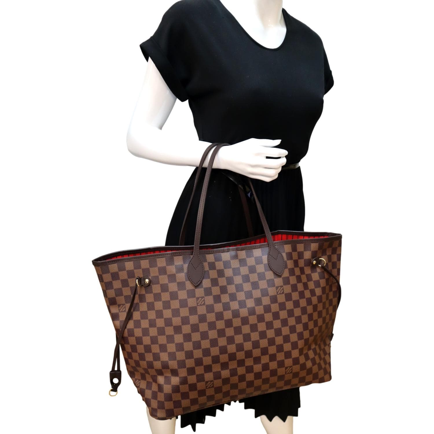 LOUIS VUITTON Women's Neverfull GM Damier Ebene Leather in Brown