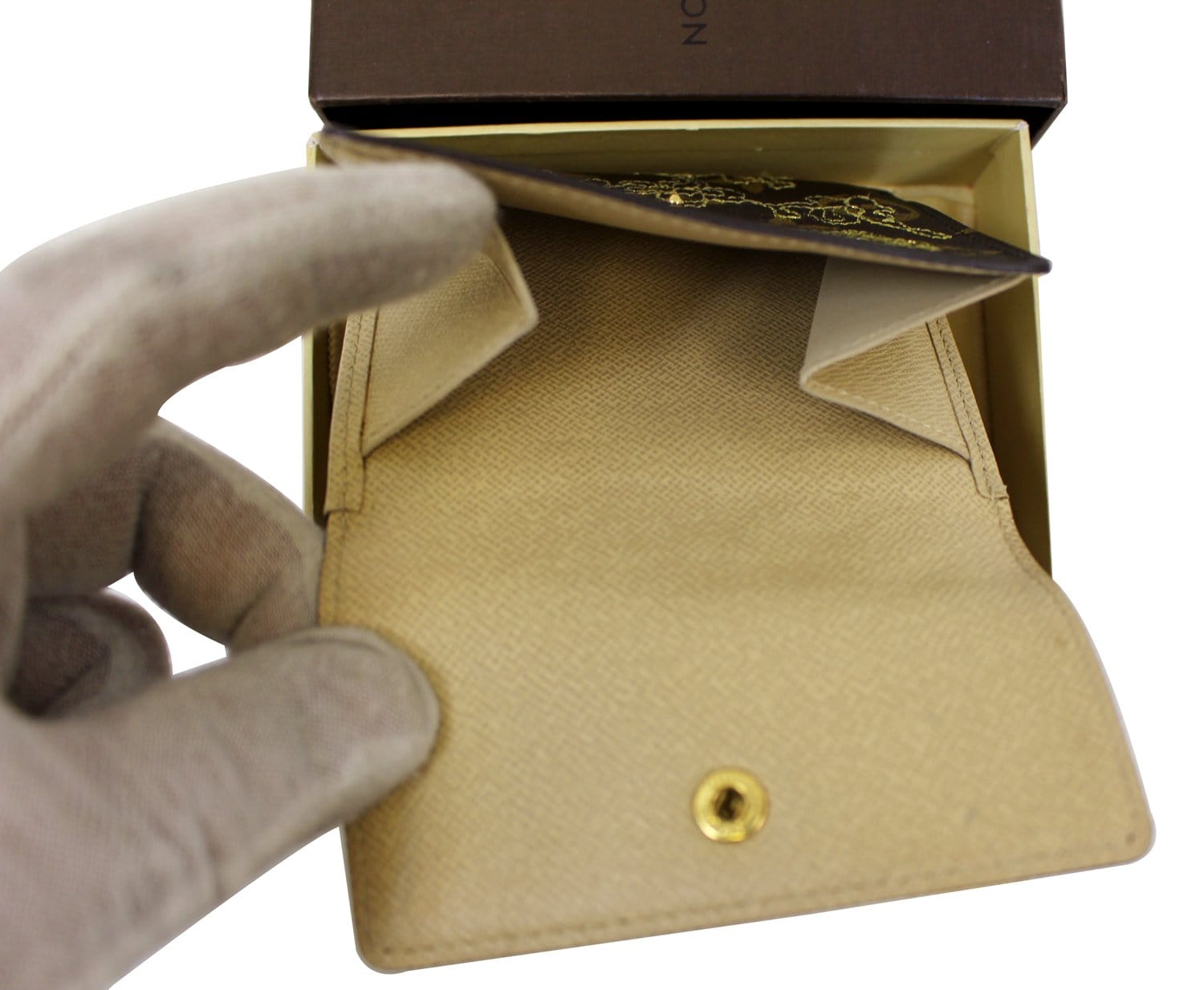 Louis Vuitton Monogram Portefeuille International Wallet Long Trifold  Unisex With Coin Purse Gold Hardware Brown/Beige M61217
