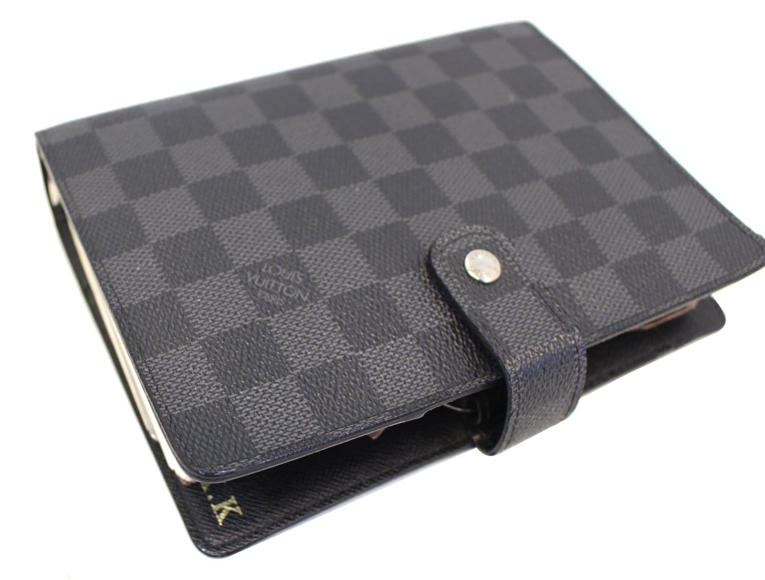 Louis Vuitton Black Damier Graphite Agenda MM Desk Folder 1115lv22 For Sale  at 1stDibs