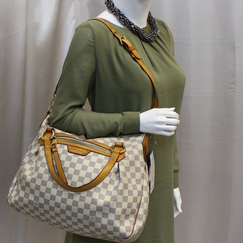 LOUIS VUITTON Damier Azur Evora MM Tote Shoulder Bag