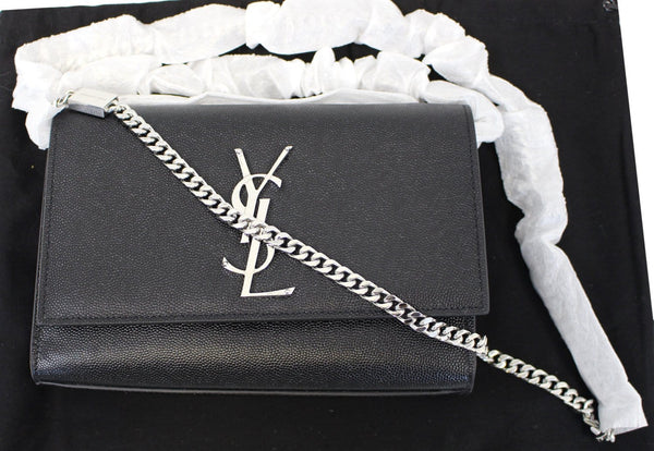 YVES SAINT LAURENT Kate Black Leather Medium Chian Clutch Crossbody Bag