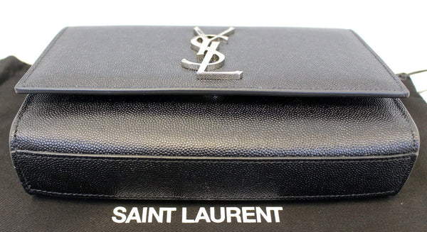 YVES SAINT LAURENT Kate Black Leather Medium Chian Clutch Crossbody Bag