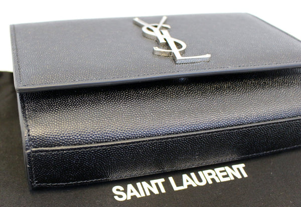 YVES SAINT LAURENT Kate Black Leather Medium Chian Clutch Crossbody Bag