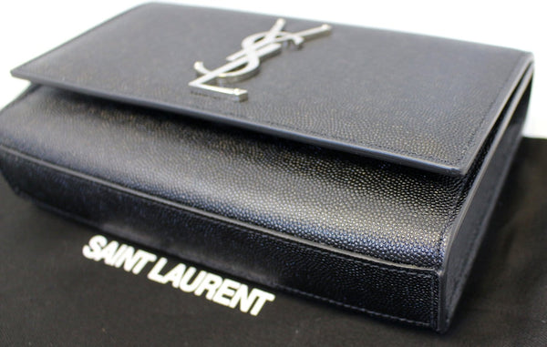 YVES SAINT LAURENT Kate Black Leather Medium Chian Clutch Crossbody Bag