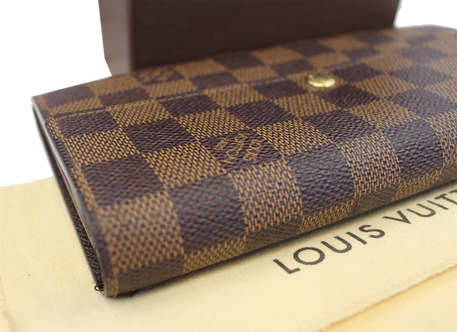 Authentic Louis Vuitton Damier Porte Sarah Long Bifold Wallet 