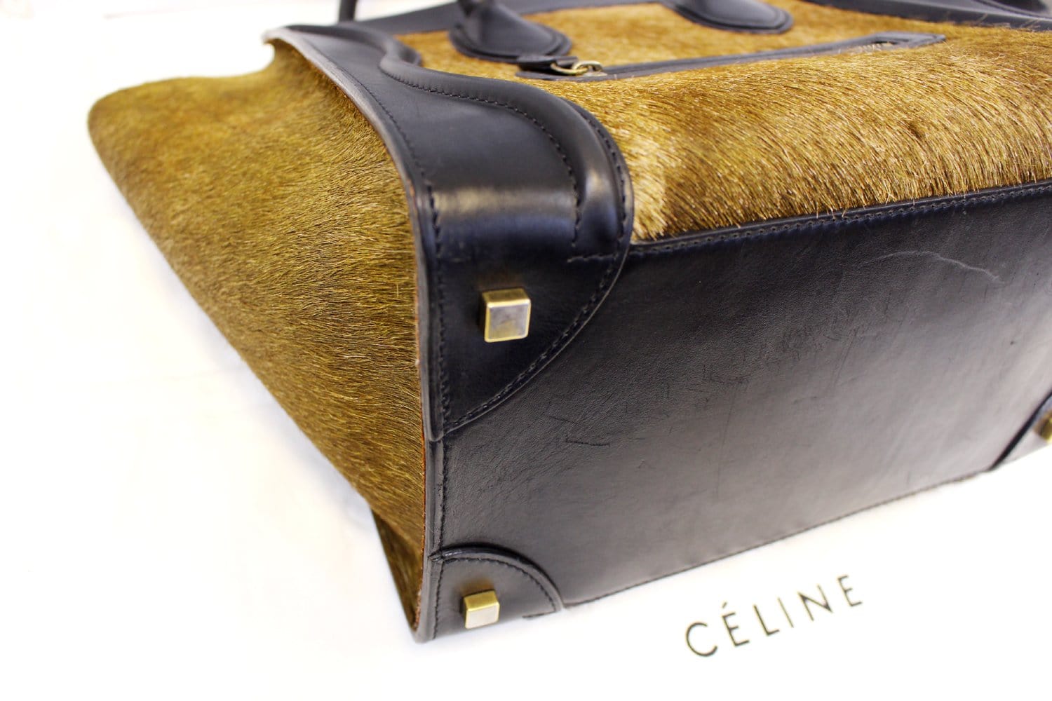 Celine Pony Hair Mini Tri-Color Luggage Tote Bag
