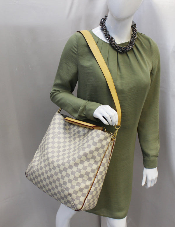 LOUIS VUITTON Damier Azur Canvas Soffi White Shoulder Handbag