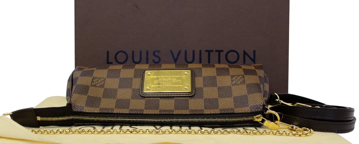 ❤ Louis Vuitton Eva Damier Ebene ❤ Crossbody Clutch Dust Bag 100% Auth LV