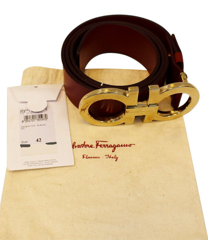 Salvatore Ferragamo Rubi Calf Skin Learher Red Men's Belt Size 42