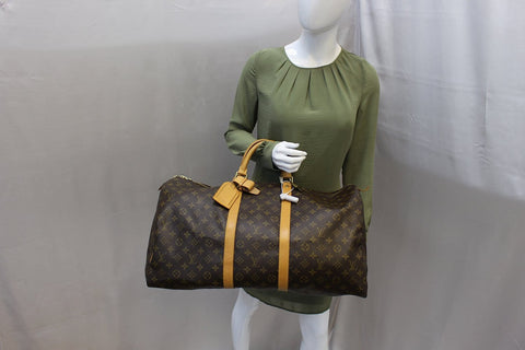 LOUIS VUITTON Monogram Canvas Keepall 55 Brown Travel Bag