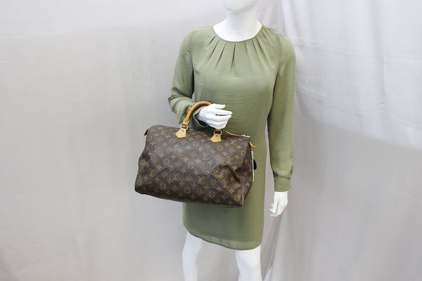 LOUIS VUITTON Pre Owned Satchel Bag Monogram Canvas Speedy 35 Brown