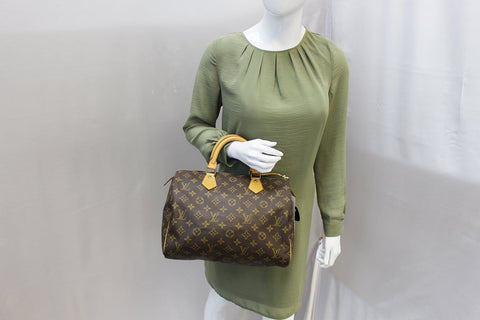 LOUIS VUITTON Monogram Canvas Speedy 30 Brown Satchel Bag