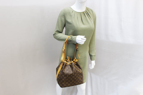 LOUIS VUITTON Monogram Canvas Petit Noe Brown Shoulder Bag