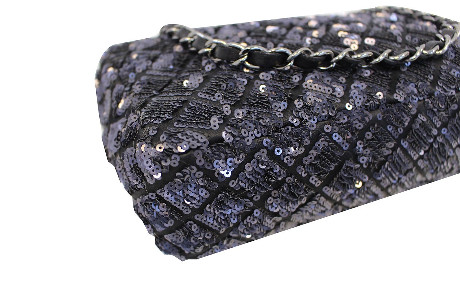 Chanel Classic Flap Vintage Jeweled Sequin Mermaid Navy Blue Tweed Shoulder  Bag at 1stDibs