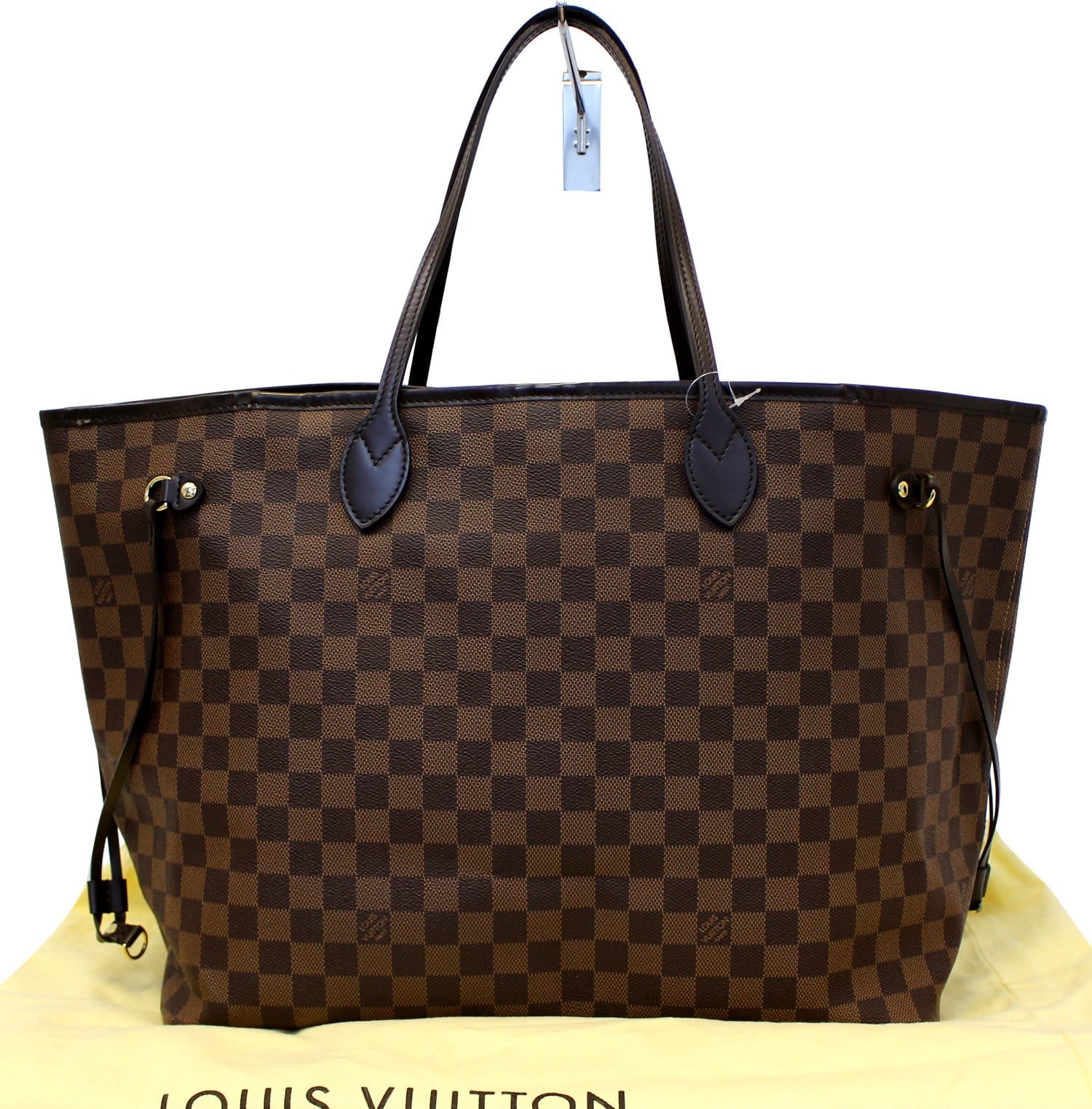 Louis Vuitton Damier Ebene Neverfull Top Handle GM Tote Bag, France 2008.  at 1stDibs