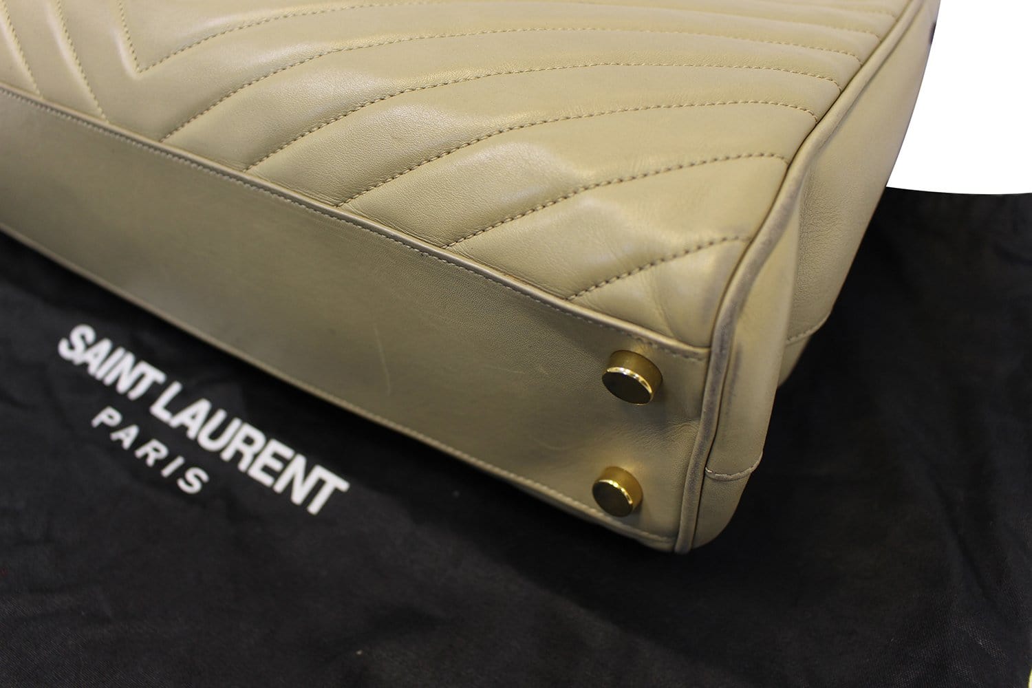 Saint Laurent Beige Chevron Quilted Leather Monogram Envelope Shoulder Bag  at 1stDibs