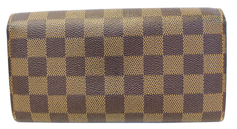 LOUIS VUITTON Damier Ebene Brown Portefeuille Sarah Long Wallet