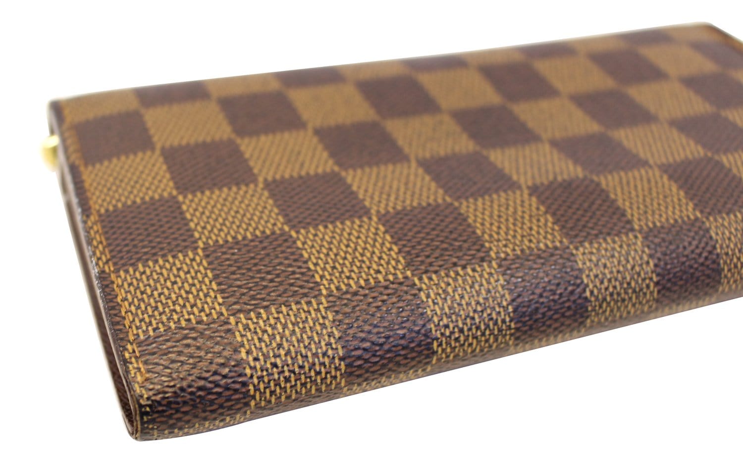 LOUIS VUITTON Damier Ebene Canvas Leather Trifold Long Wallet